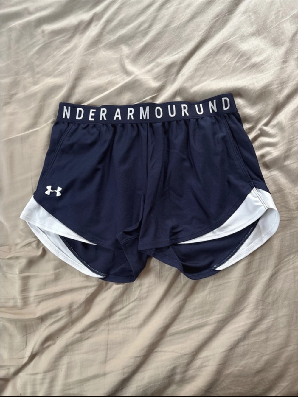 Under Armour Navy and White Women's Athletic Shorts